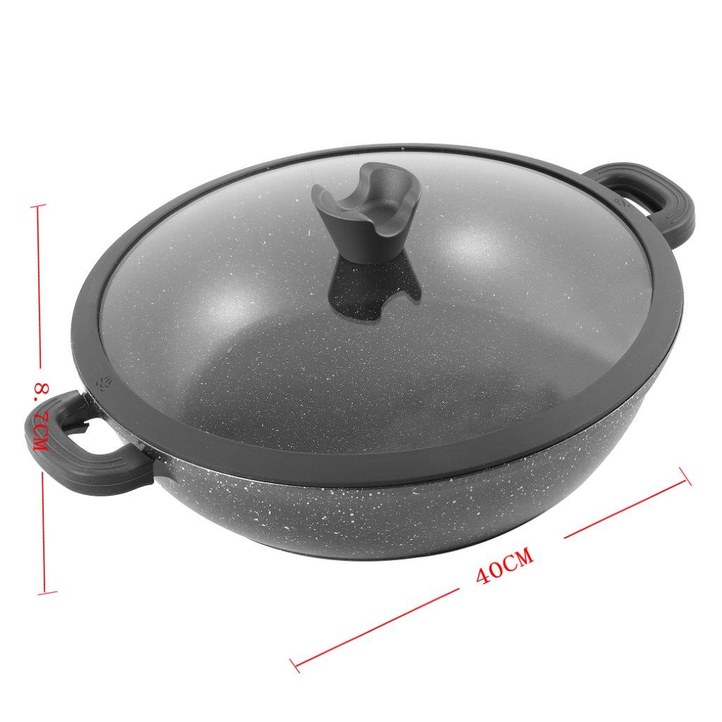 Low Casserole Marble Grey 40 cm