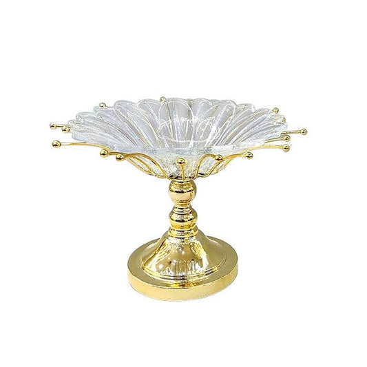 Deco Metal and Glass Footed Fruit Bowl 30X25 cm