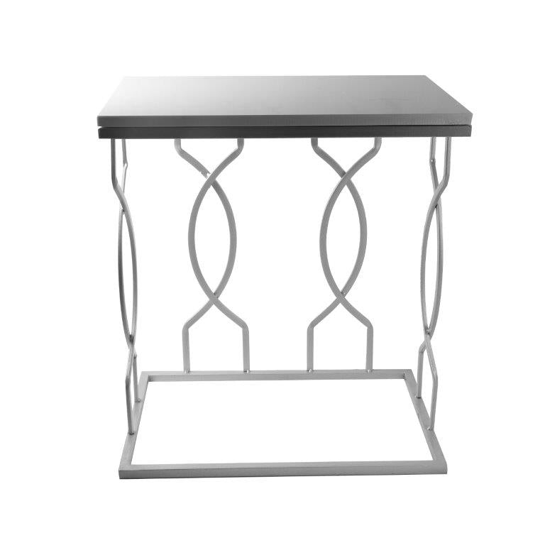 Metal Marble top Abstract Design Rectangle Side Table Set of 2 48*32*50/28*41*45 cm