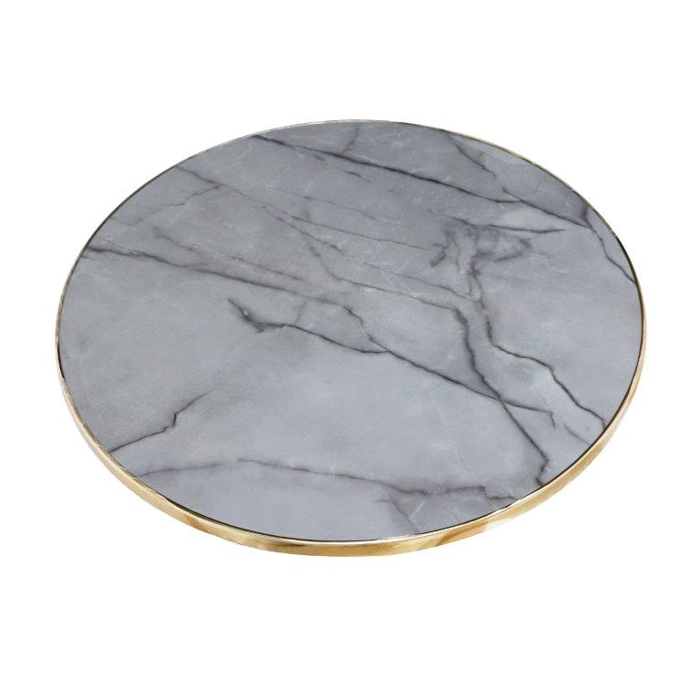 Round Gold Metal Accent Nesting Coffee Table Marble Pattern Top Set of 3 Pcs 40*40/50*44/60*48 cm