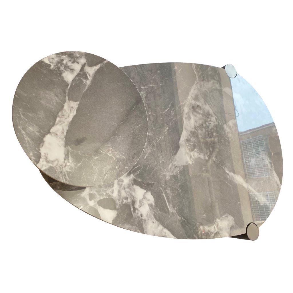 Ultra Modern Designer Stone Top Metal Frame Round Coffee Table 124*79*37 cm