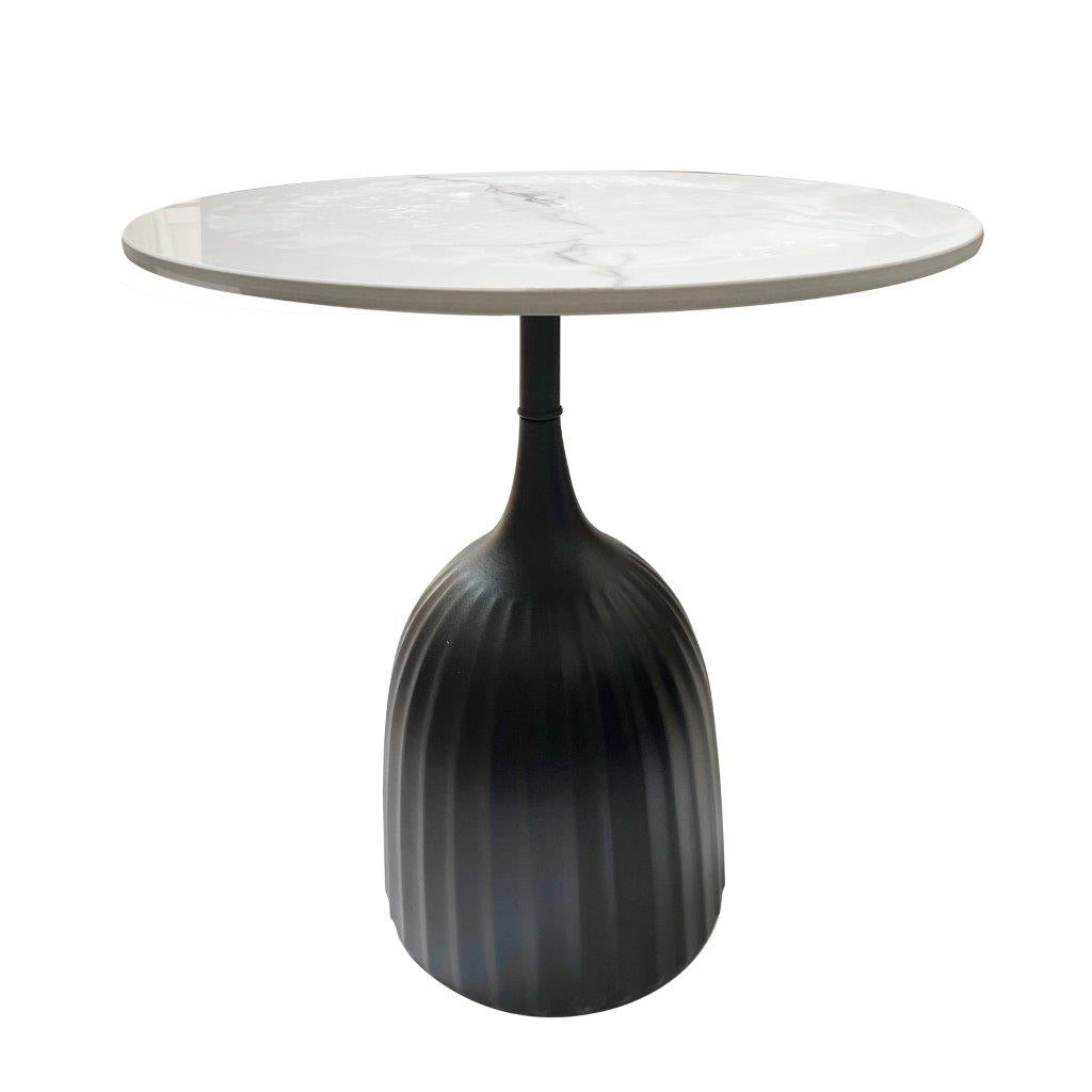 Ultra Modern Designer Stone Top Metal Frame Round Side/Centre Table 45*53 cm