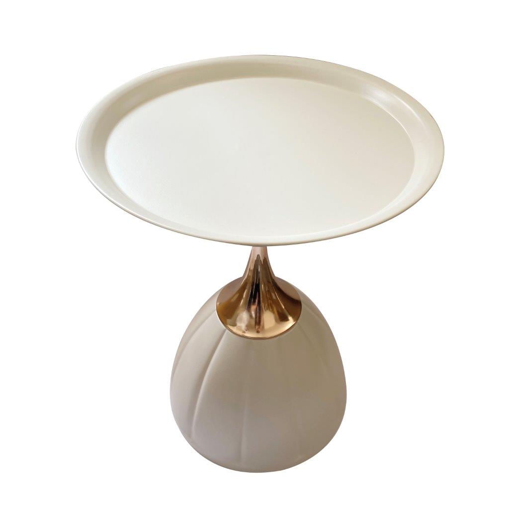Ultra Modern Designer Stone Top Metal Frame Round Side/Centre Table 38*51 cm