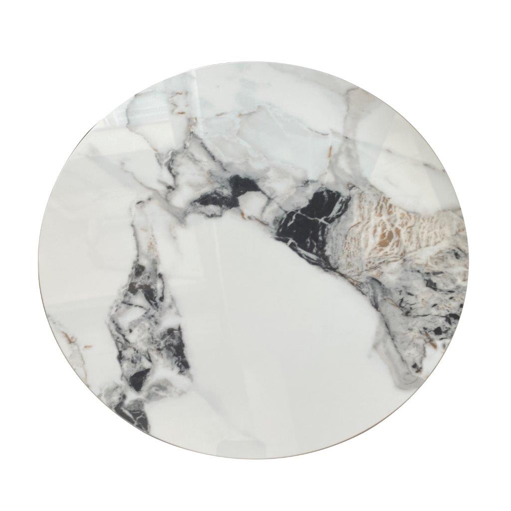 Ultra Modern Designer Stone Top Metal Frame Round Side/Centre Table 38*51 cm