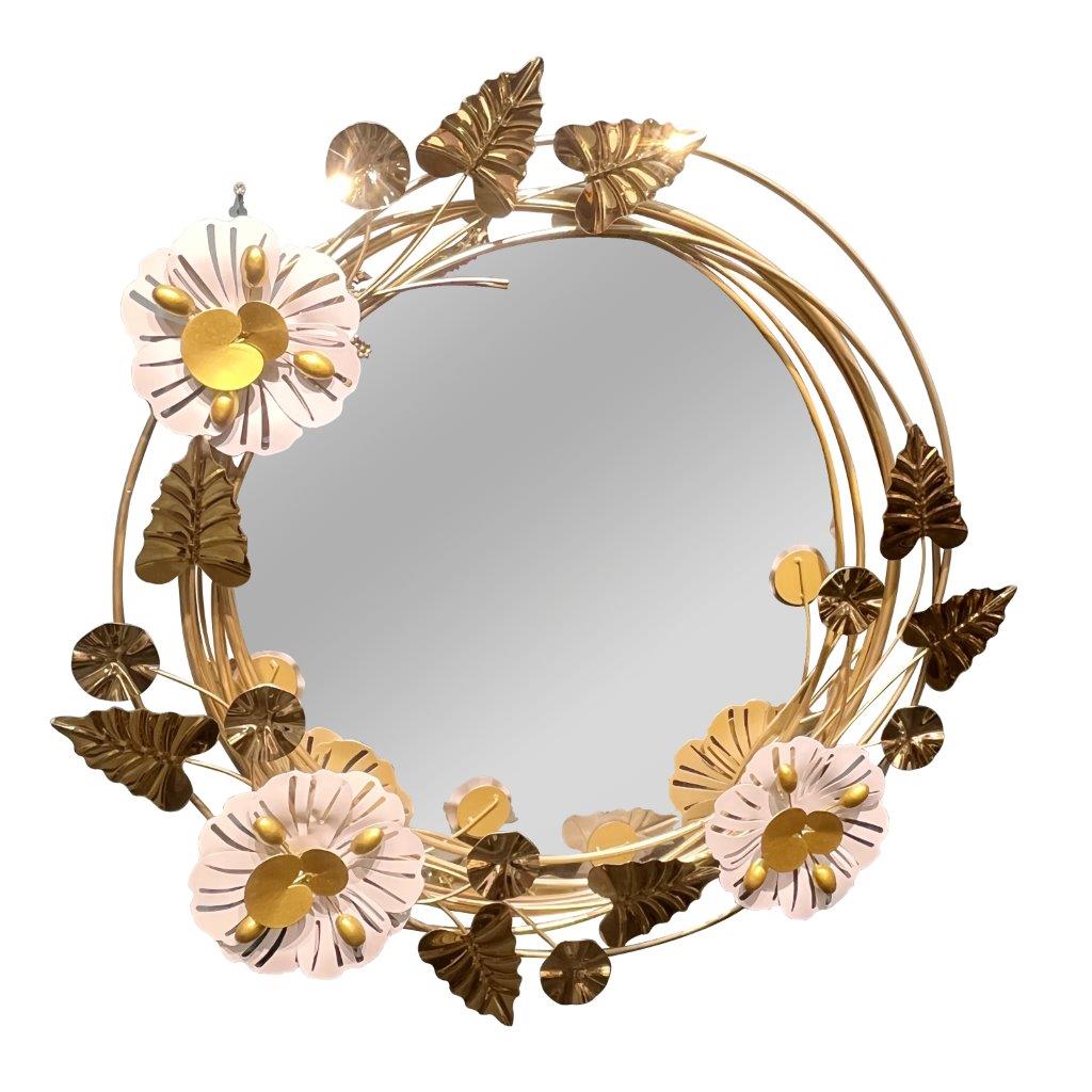 Decorative Abstract Shape Gold Metal Frame Wall Mirror 80*80*6 cm