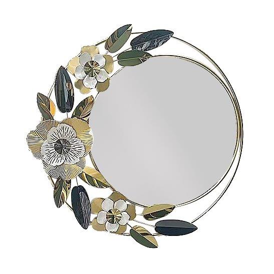 Decorative Abstract Shape Gold Metal Frame Wall Mirror 86*86 cm