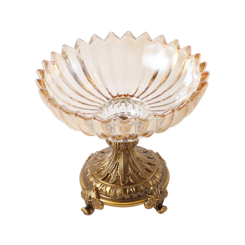 Moroccan Glass Craft Deco Bowl Gold Vase Wedding Table Centrepiece 20*17 cm