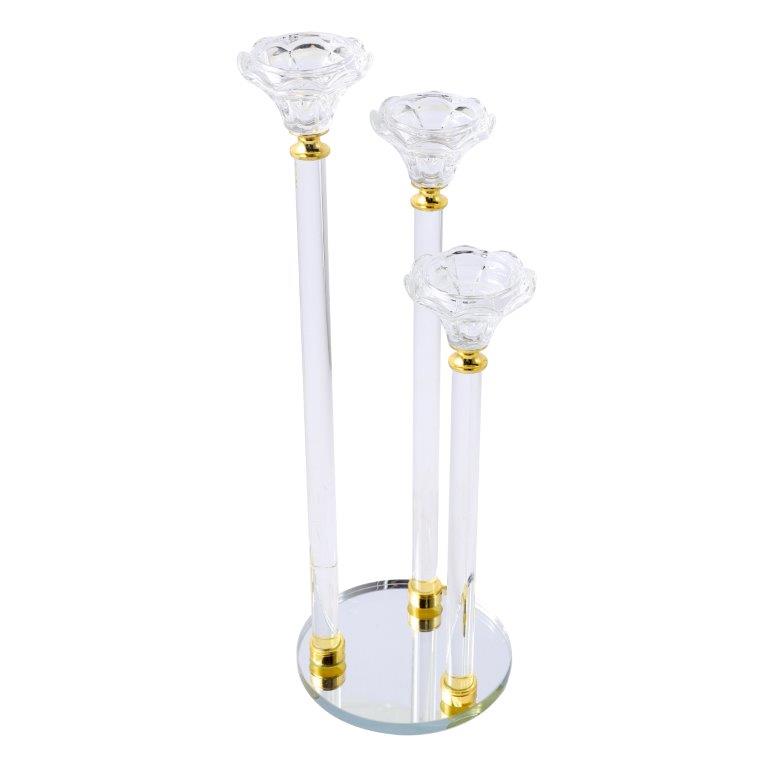 Home Decor Crystal Decor Table Top Candleholder 3 Arms 37 cm