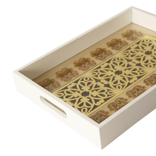Abstract Deco Food Tray MDF Rectangle Serving Tray Set of 2 Pcs