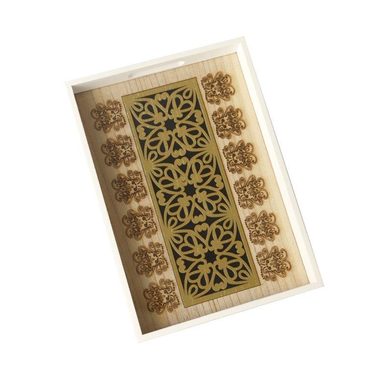 Abstract Deco Food Tray MDF Rectangle Serving Tray Set of 2 Pcs