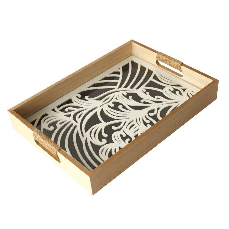 Abstract Deco Food Tray MDF Rectangle Serving Tray Set of 2 Pcs