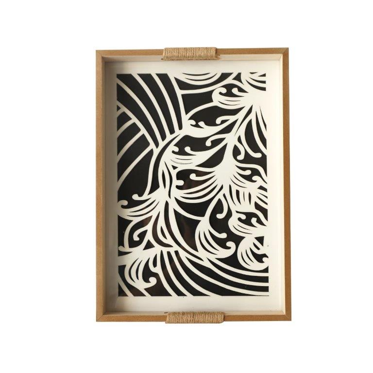 Abstract Deco Food Tray MDF Rectangle Serving Tray Set of 2 Pcs