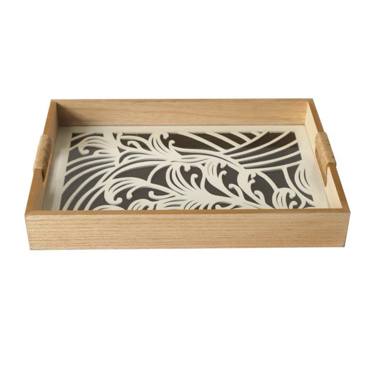 Abstract Deco Food Tray MDF Rectangle Serving Tray Set of 2 Pcs