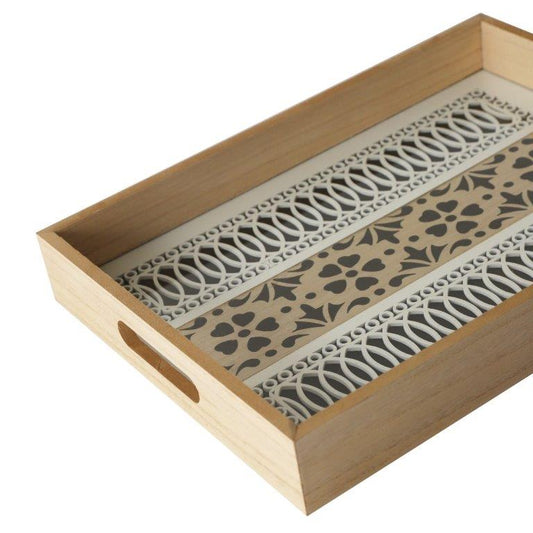 Abstract Deco Food Tray MDF Rectangle Serving Tray Set of 2 Pcs