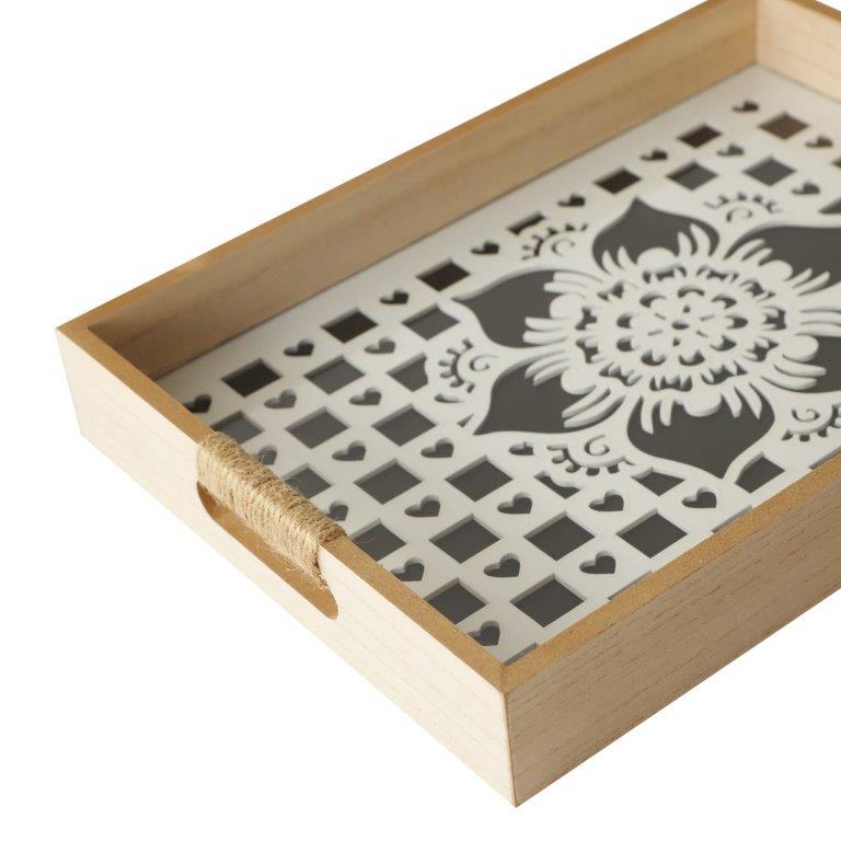 Abstract Deco Food Tray MDF Rectangle Serving Tray Set of 2 Pcs