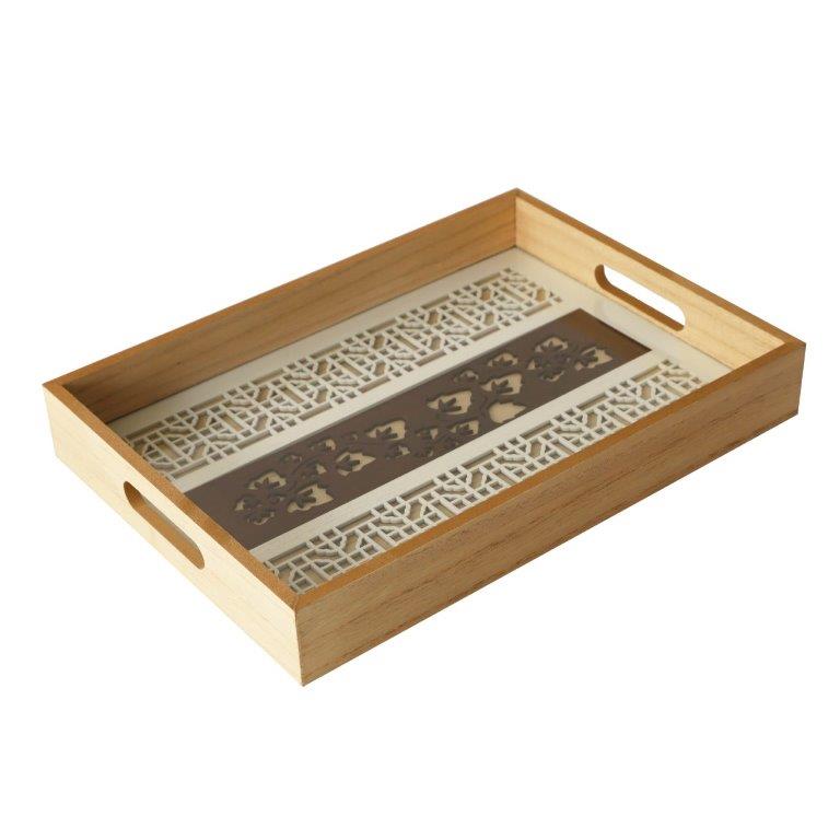 Abstract Deco Food Tray MDF Rectangle Serving Tray Set of 2 Pcs