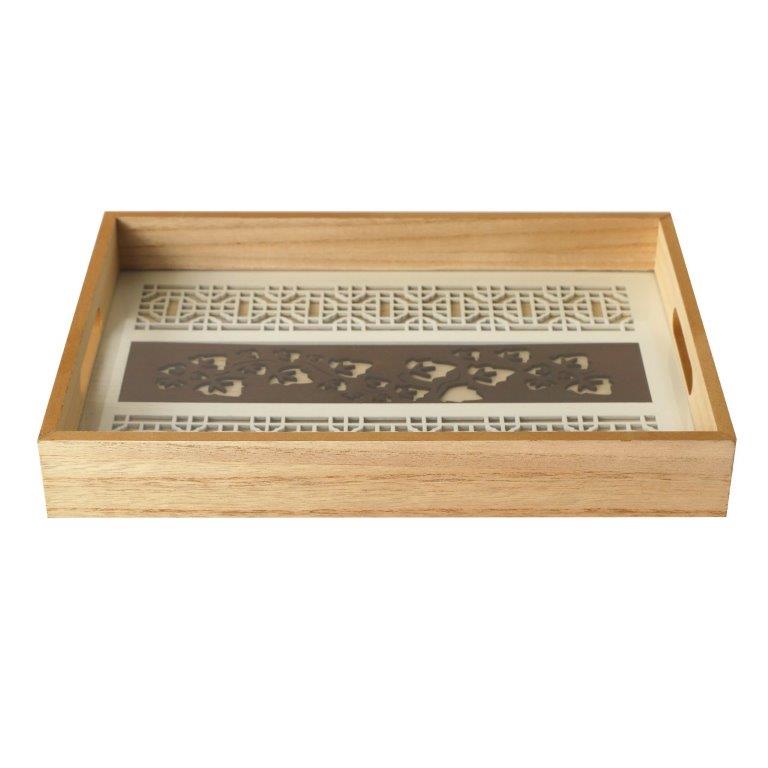 Abstract Deco Food Tray MDF Rectangle Serving Tray Set of 2 Pcs