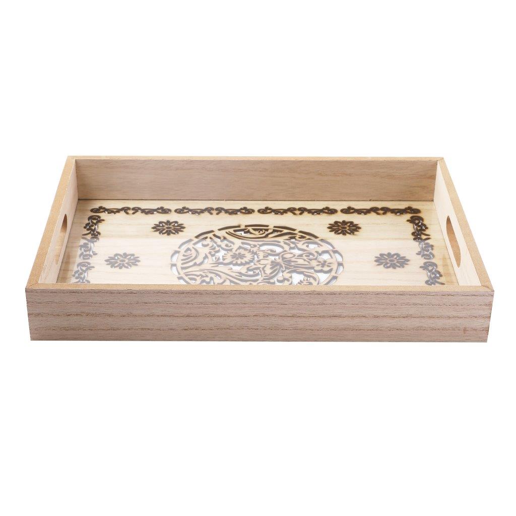 Abstract Deco Food Tray MDF Rectangle Serving Tray Set of 2 Pcs 34*24/40*30 cm