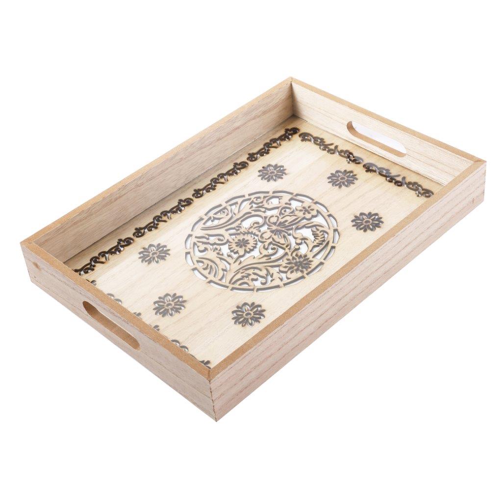 Abstract Deco Food Tray MDF Rectangle Serving Tray Set of 2 Pcs 34*24/40*30 cm