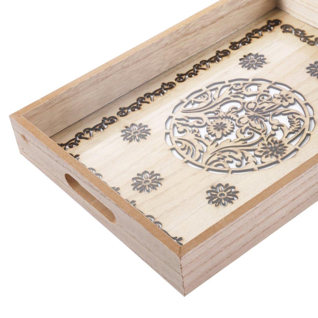 Abstract Deco Food Tray MDF Rectangle Serving Tray Set of 2 Pcs 34*24/40*30 cm