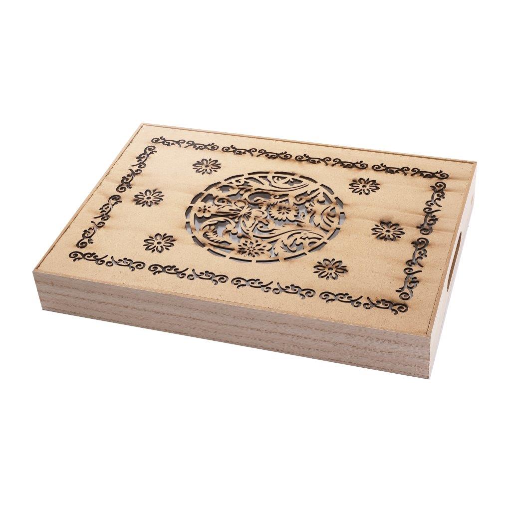 Abstract Deco Food Tray MDF Rectangle Serving Tray Set of 2 Pcs 34*24/40*30 cm