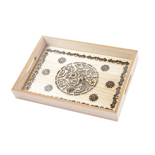 Abstract Deco Food Tray MDF Rectangle Serving Tray Set of 2 Pcs 34*24/40*30 cm