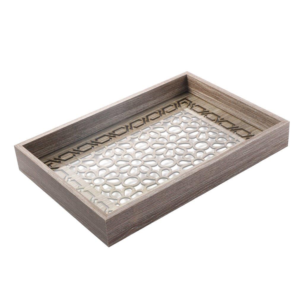 Abstract Deco Food Tray MDF Rectangle Serving Tray Set of 2 Pcs 34*23/39*29 cm