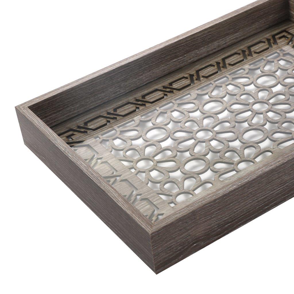Abstract Deco Food Tray MDF Rectangle Serving Tray Set of 2 Pcs 34*23/39*29 cm