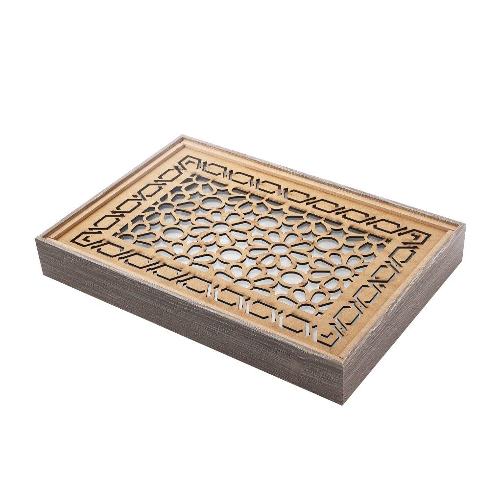 Abstract Deco Food Tray MDF Rectangle Serving Tray Set of 2 Pcs 34*23/39*29 cm