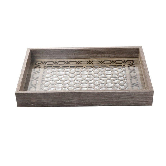 Abstract Deco Food Tray MDF Rectangle Serving Tray Set of 2 Pcs 34*23/39*29 cm