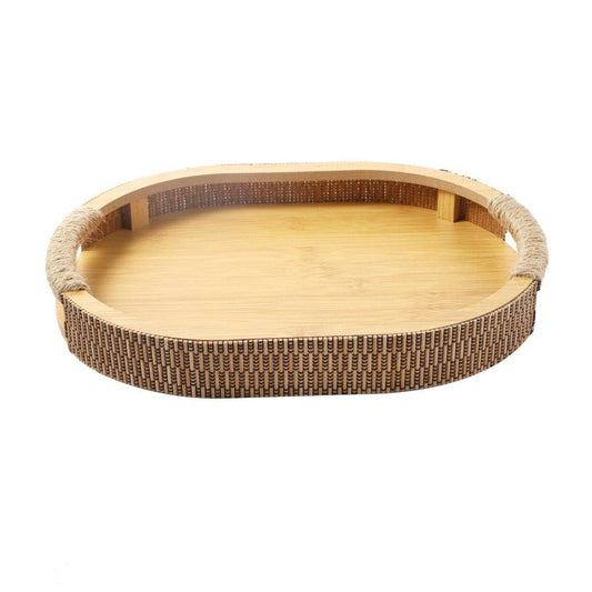 Abstract Deco Food Tray MDF Oval Serving Tray Set of 2 Pcs 32*23/37*27 cm