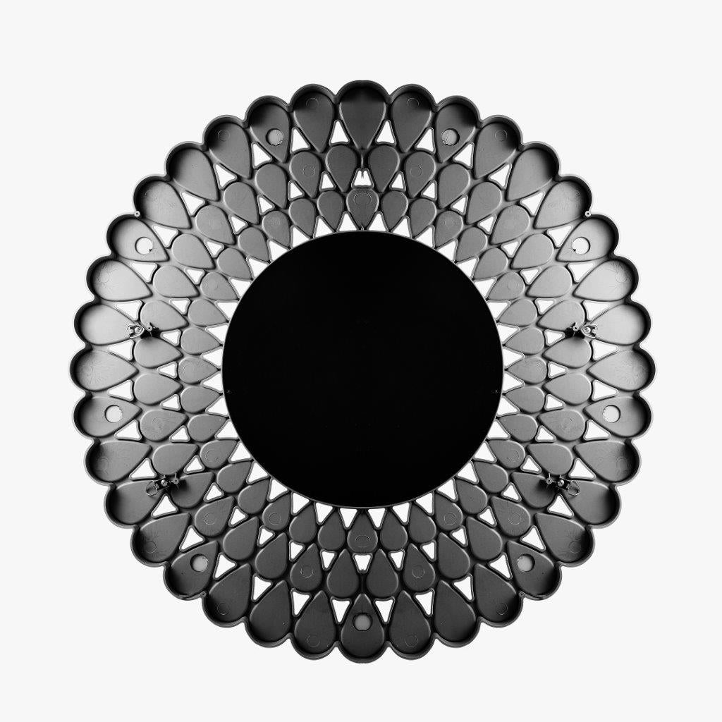 Decorative Abstract Design Round Black Frame Wall Mirror 61 cm