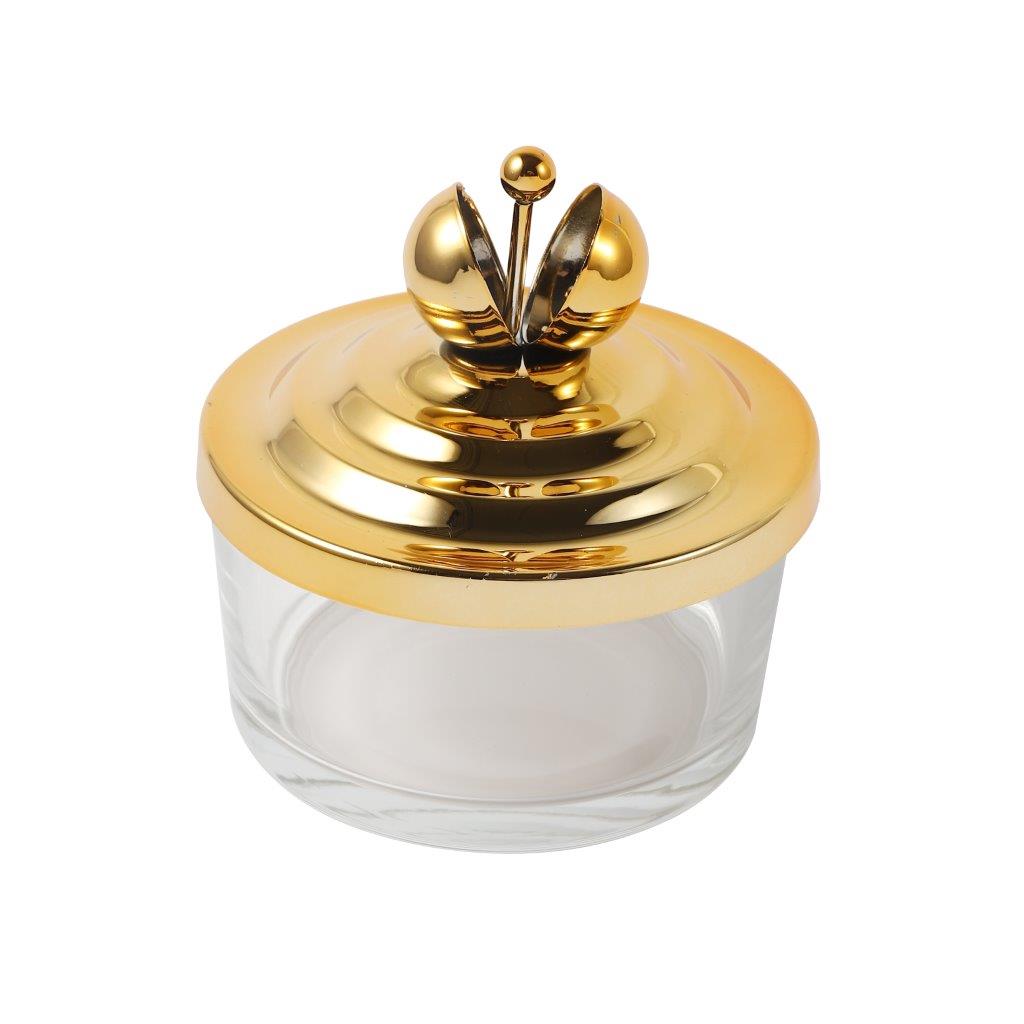 Gold Crystal Glass Candy Jar Canisters Set of 4 with Tray 27*22*12 cm