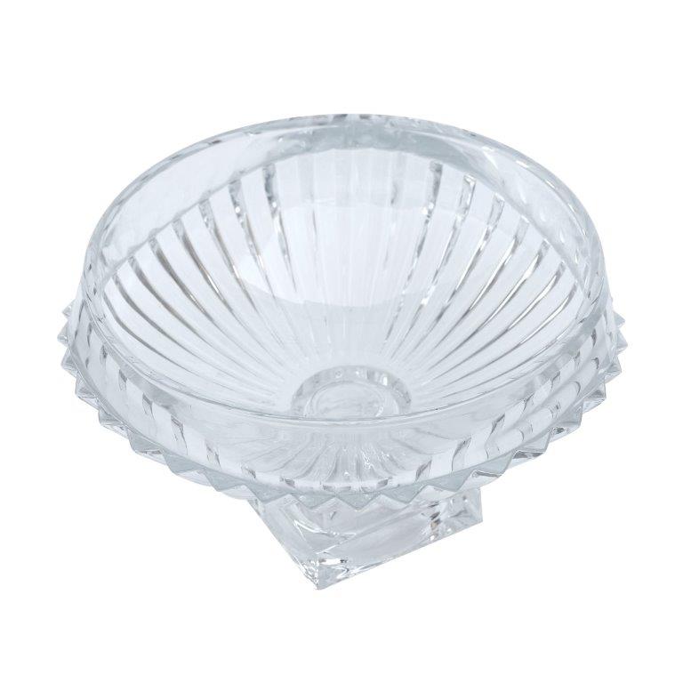 Crystal Glass Oval Shape Footed Fruit Bowl