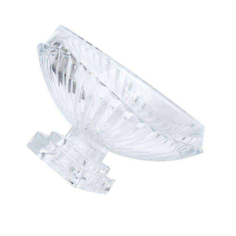 Crystal Glass Oval Shape Footed Fruit Bowl