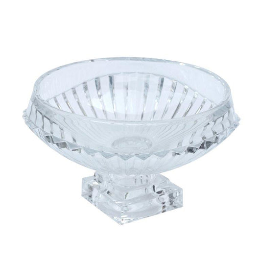 Crystal Glass Oval Shape Footed Fruit Bowl