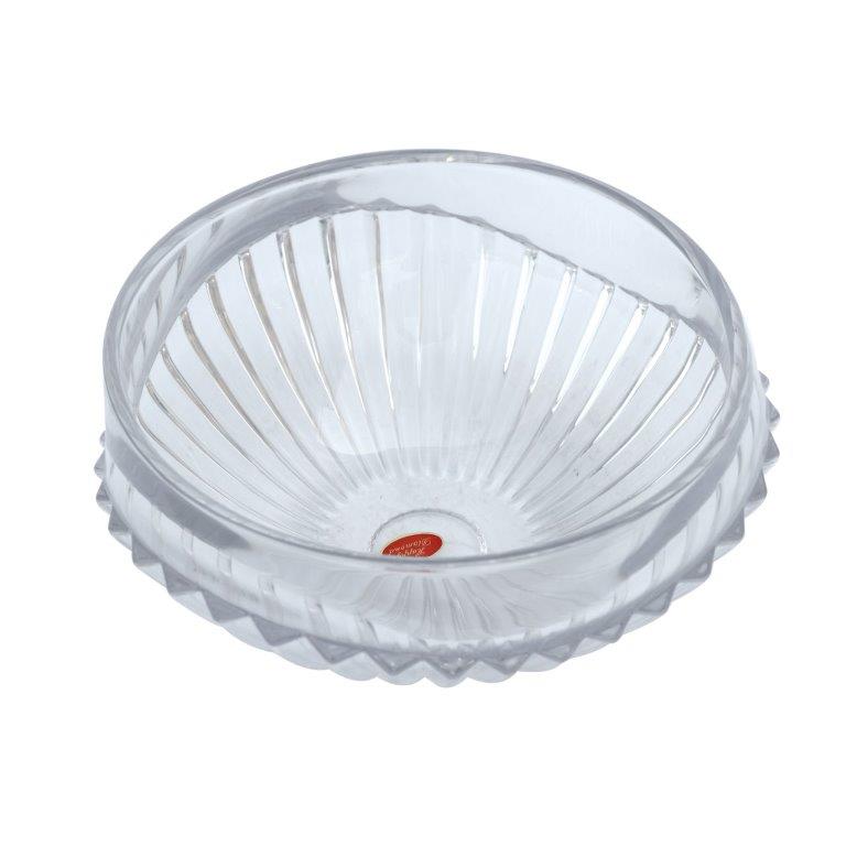 Crystal Glass Round Ribbed Design Serving Bowl