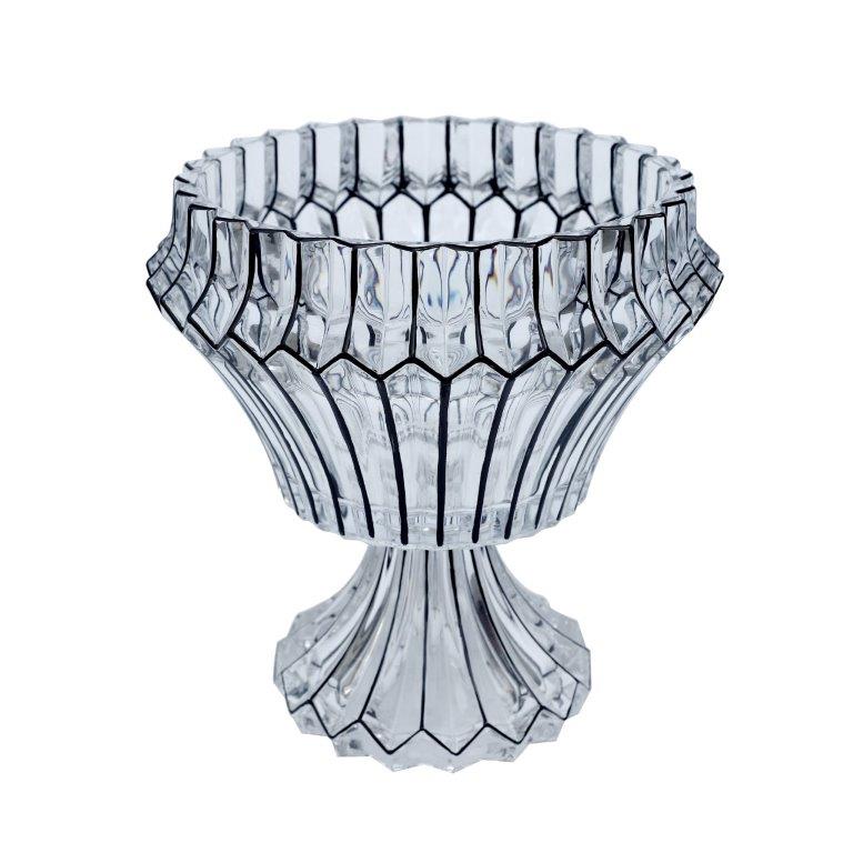 Crystal Glass Round Shape Footed Fruit Bowl