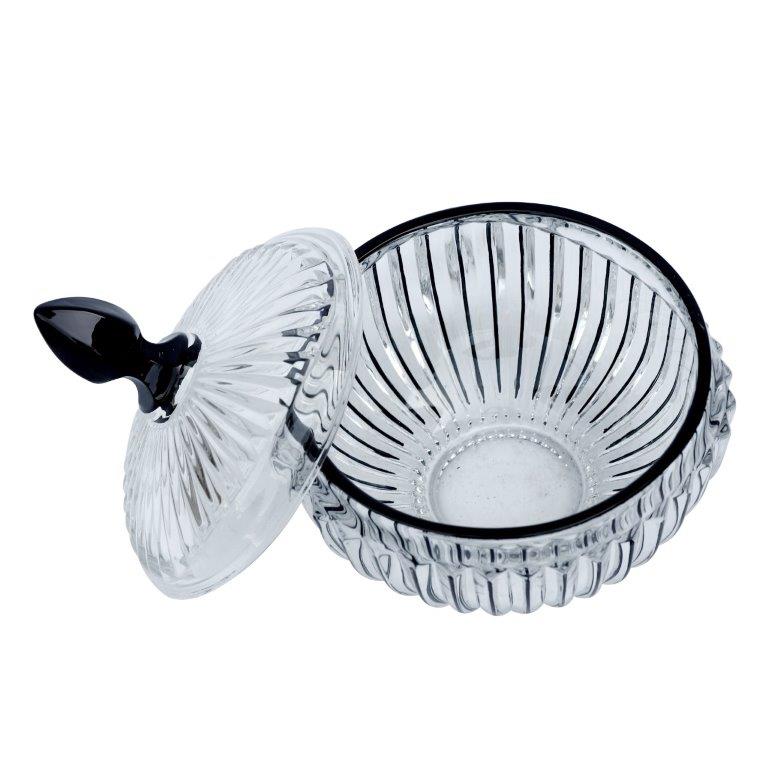 Crystal Glass Round Sugar Bowl Candy Jar with Lid