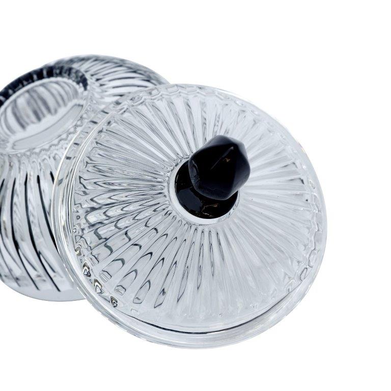 Crystal Glass Round Sugar Bowl Candy Jar with Lid