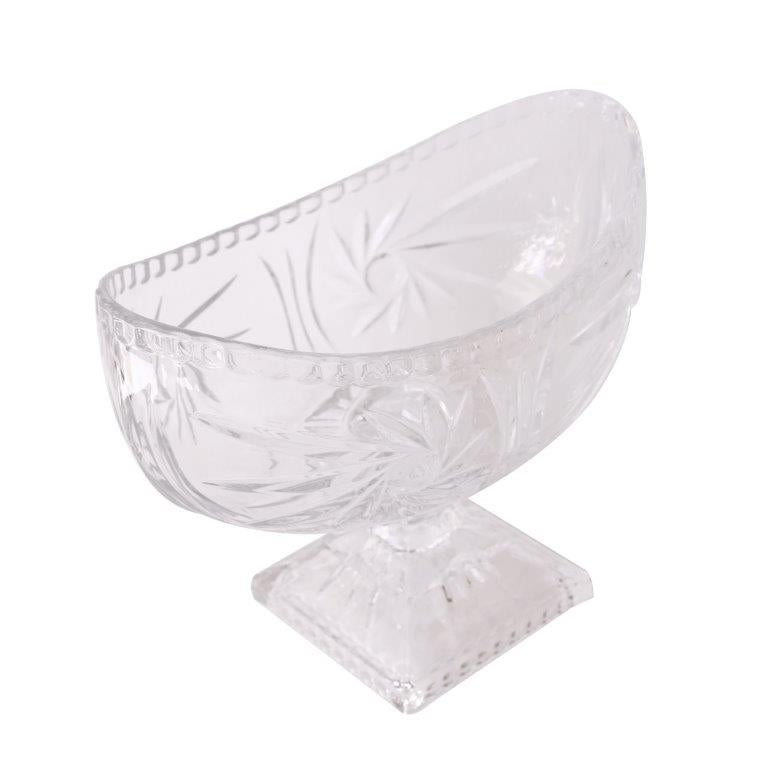 Crystal Glass Oval Shape Footed Fruit Bowl