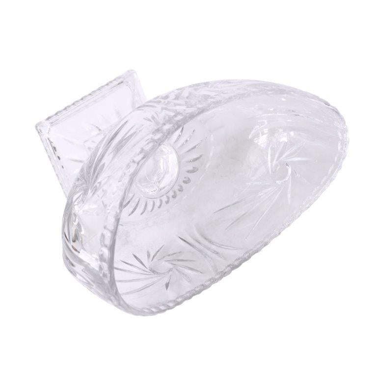Crystal Glass Oval Shape Footed Fruit Bowl