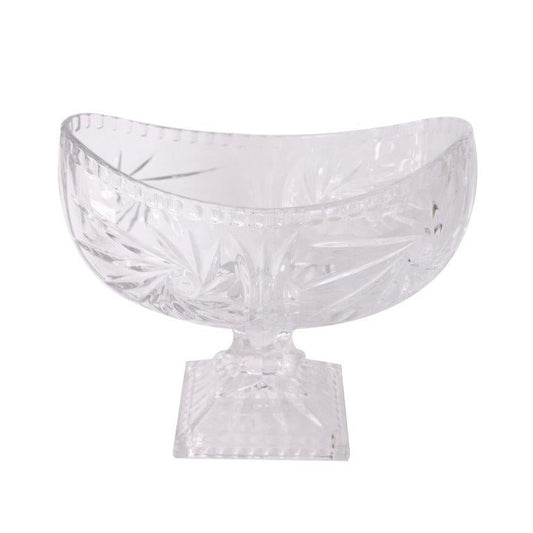 Crystal Glass Oval Shape Footed Fruit Bowl