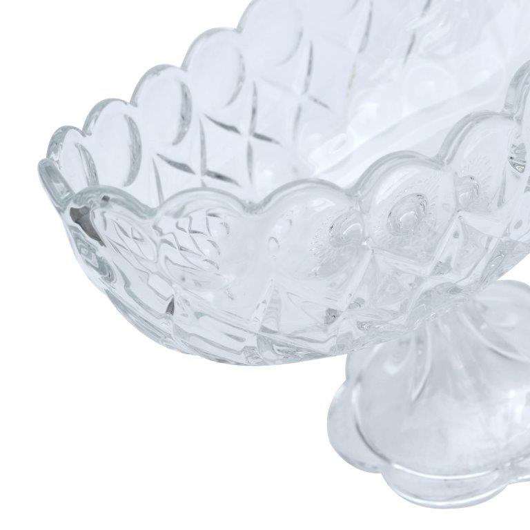 Crystal Glass Oval Shape Footed Fruit Bowl