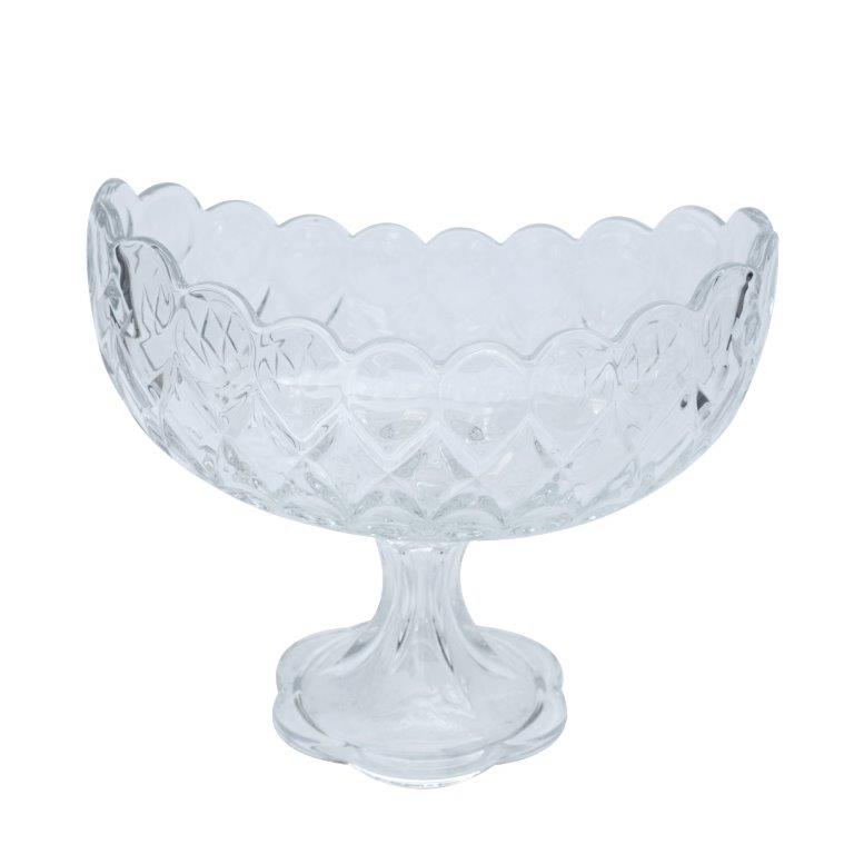 Crystal Glass Oval Shape Footed Fruit Bowl