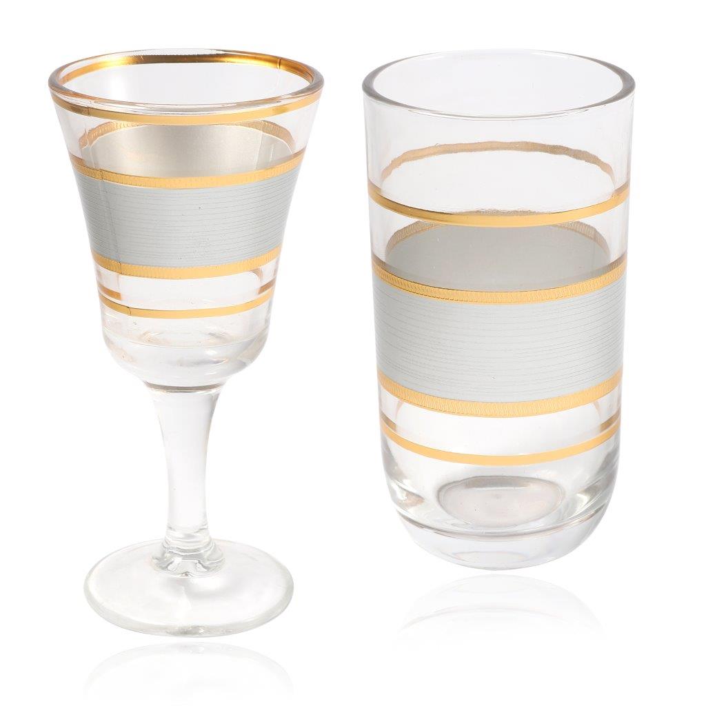Moroccan Design Gold Drinking Glass Tunblers Set of 12 Pcs 6.5*12/7.5*15 cm