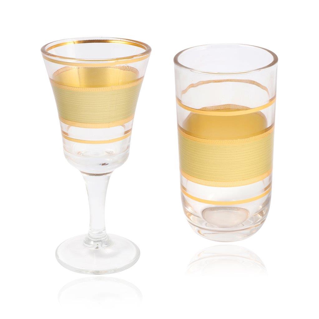 Moroccan Design Gold Drinking Glass Tunblers Set of 12 Pcs 6.5*12/7.5*15 cm