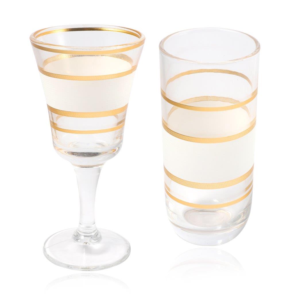 Moroccan Design White Drinking Glass Tunblers Set of 12 Pcs 6.5*12/7.5*15 cm