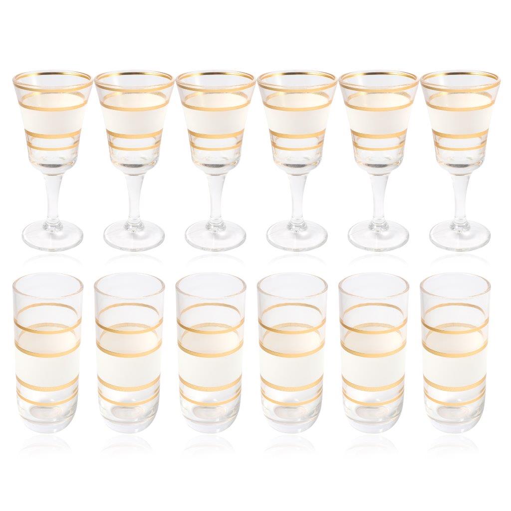 Moroccan Design White Drinking Glass Tunblers Set of 12 Pcs 6.5*12/7.5*15 cm