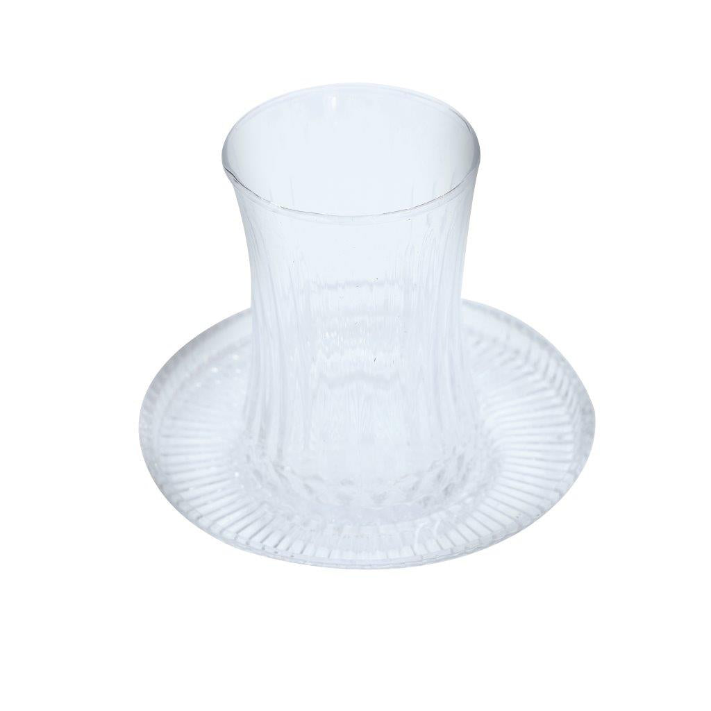 Glass Istikani Tea cup and Saucer Set of 6 Pcs** 6*9/11 cm